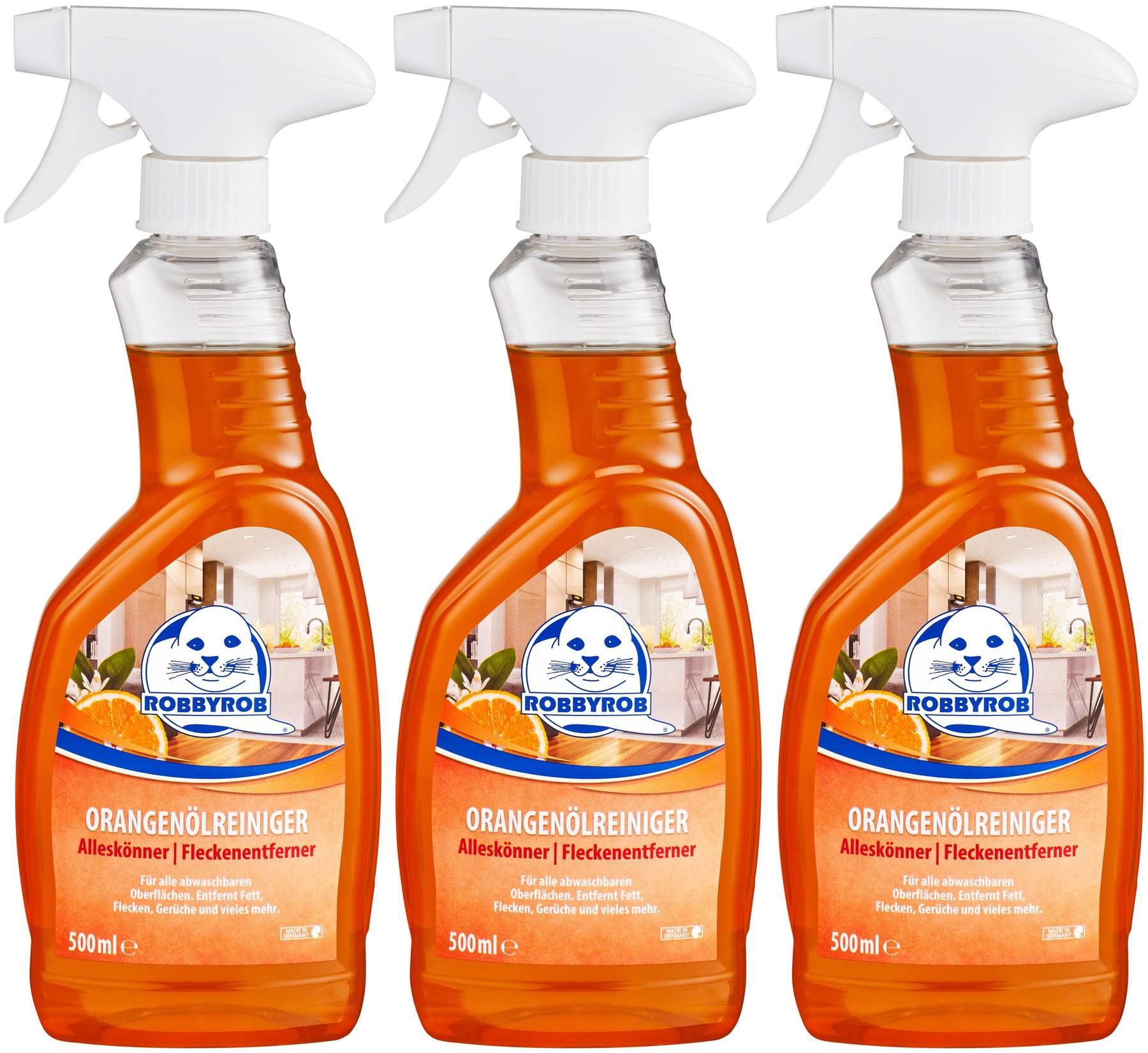 Orangenreiniger 3er Set, je 500ml in Sprühflasche, Gebrauchsfertig
