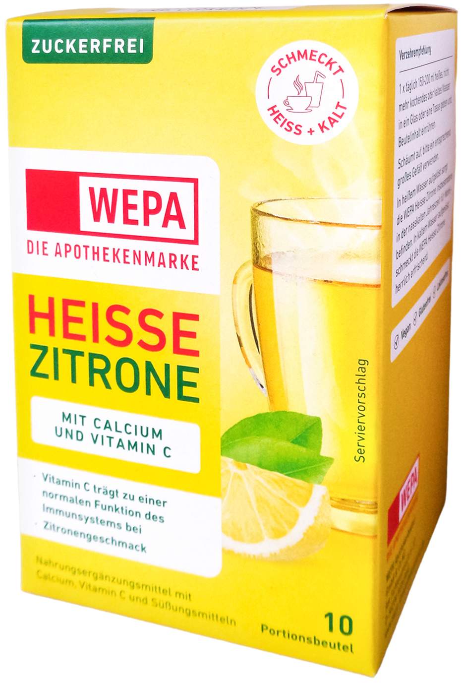 WEPA heisse Zitrone + Vitamin C + Calcium zuckerfrei Pulver 10 x 10 g