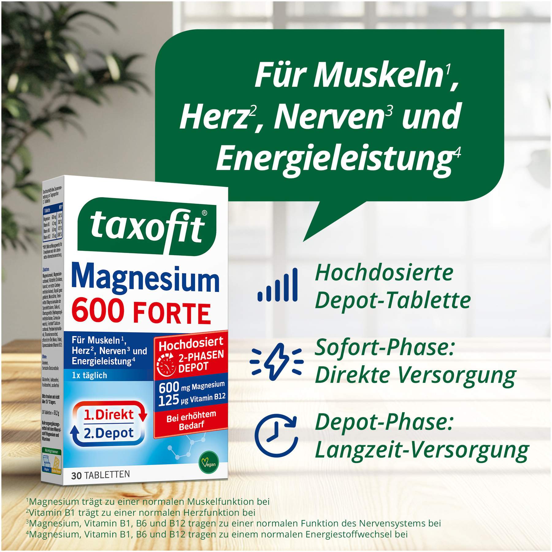 Taxofit Magnesium 600 Forte 2 Phasen Depot 30 Tabletten