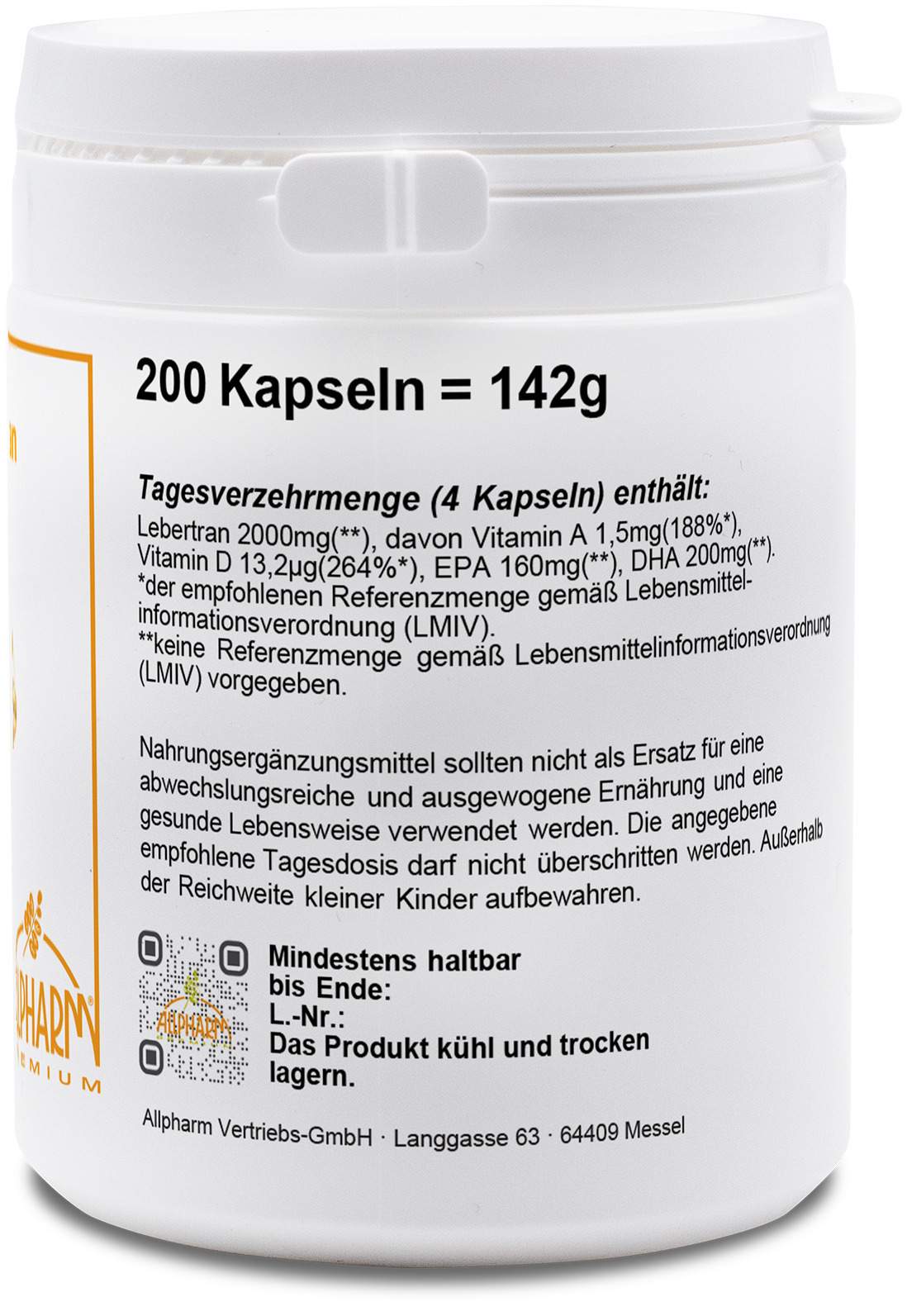 Lebertran Kapseln 500 mg 200 Kapseln