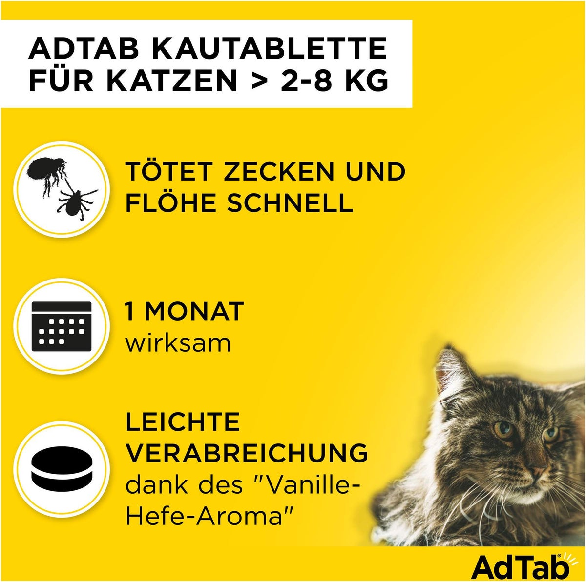 AdTab 48 mg für Katzen (2-8 kg) 3 Kautabletten