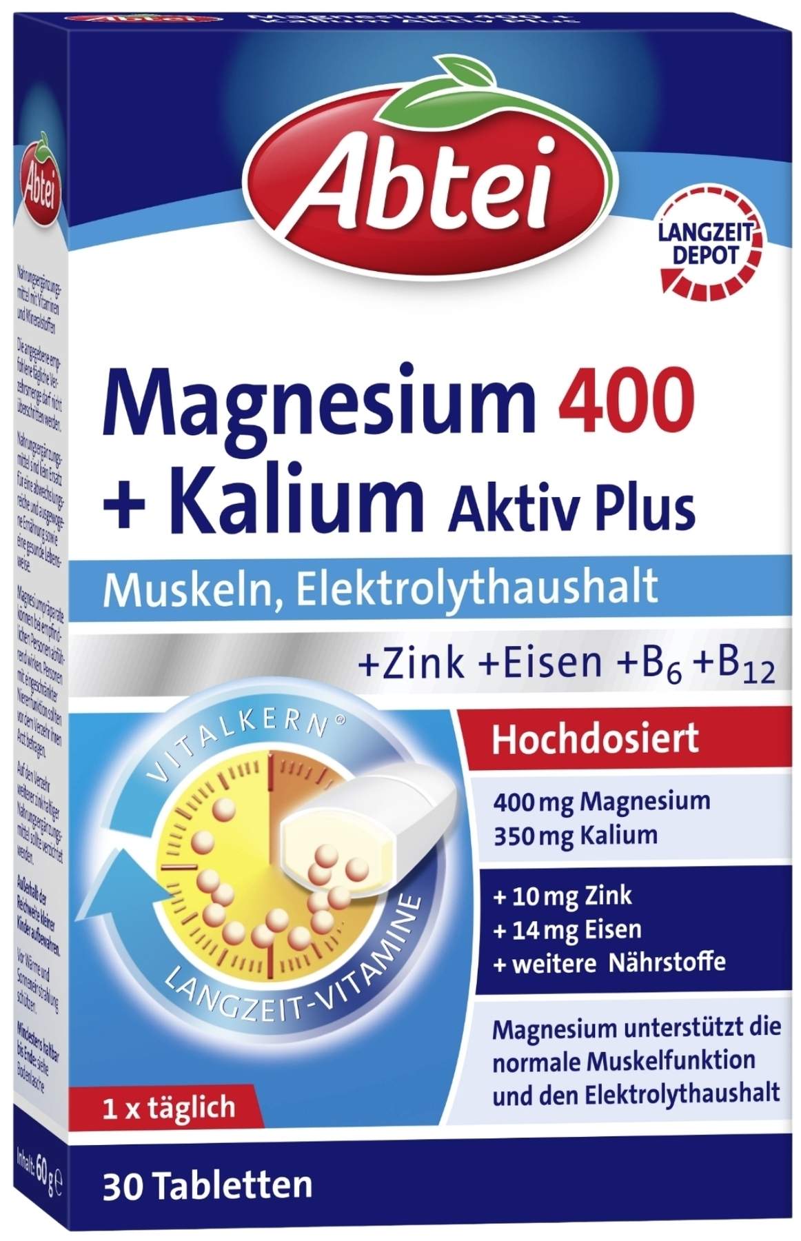 Abtei Magnesium 400+kalium 30 Tabletten