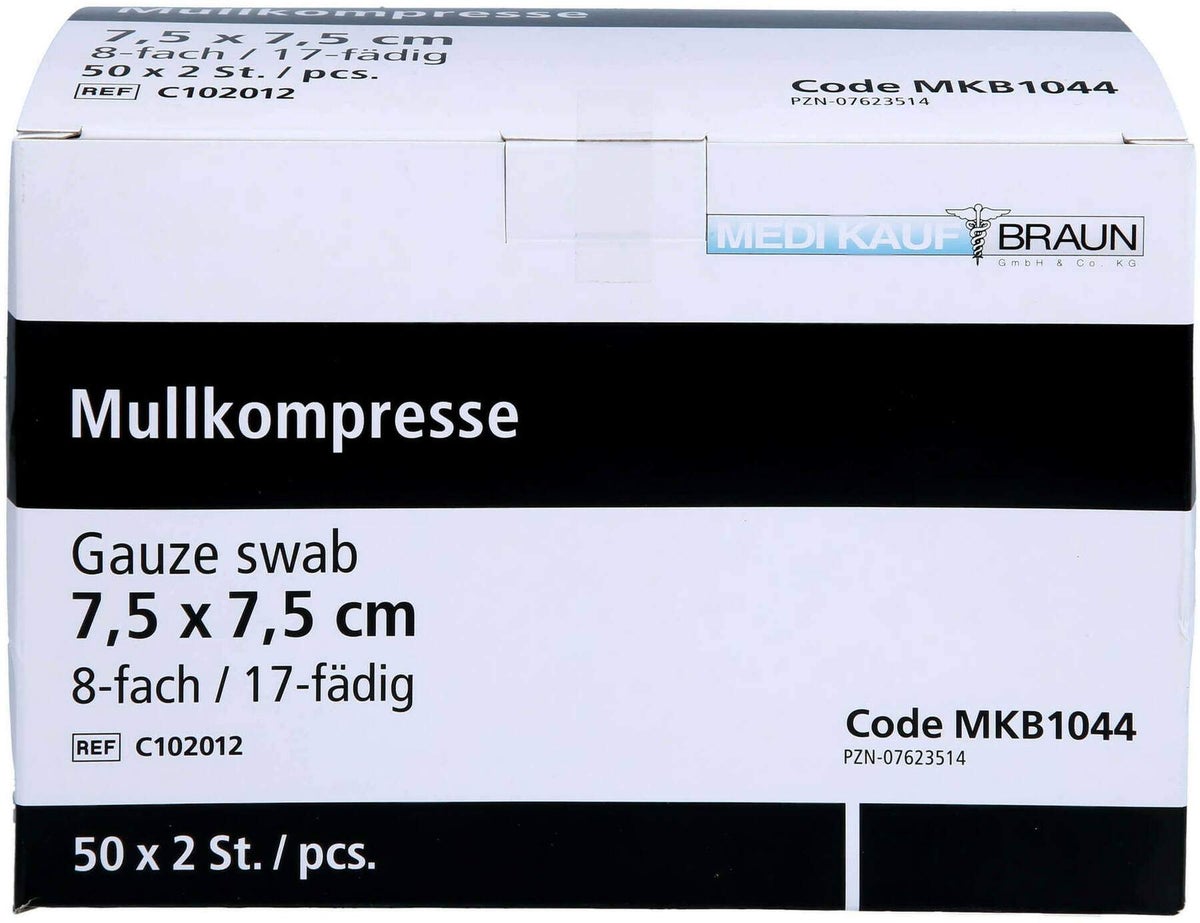 Mullkompressen 7,5 X 7,5 cm Steril 50 X 2 Kompressen