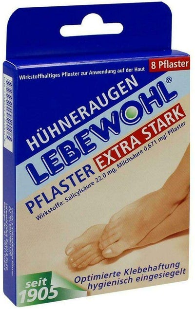 Lebewohl 8 Hühneraugenpflaster Extra Stark Eingesiegelt