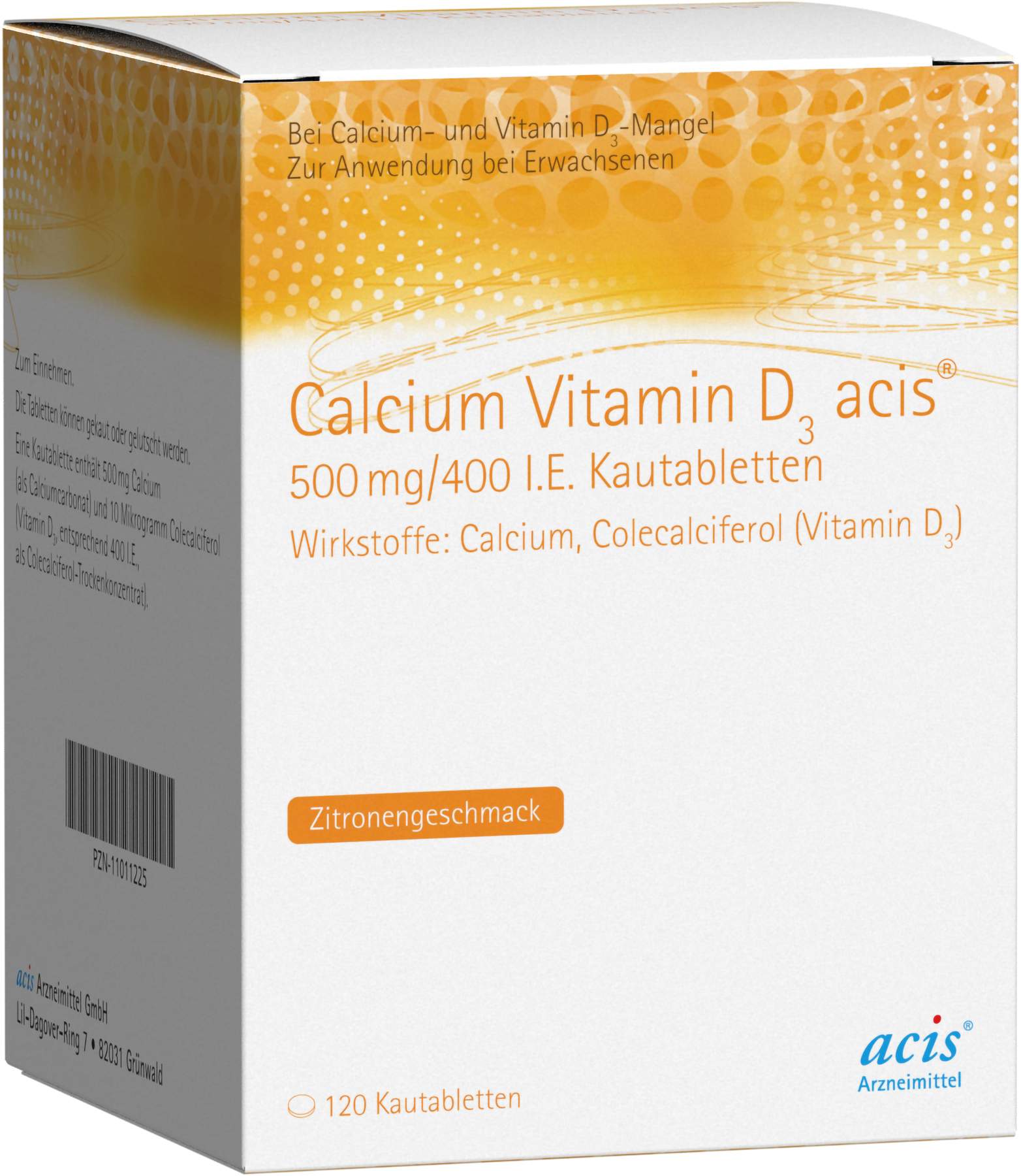Calcium Vitamin D3 Acis 500 mg und 400 I.E. 120 Kautabletten