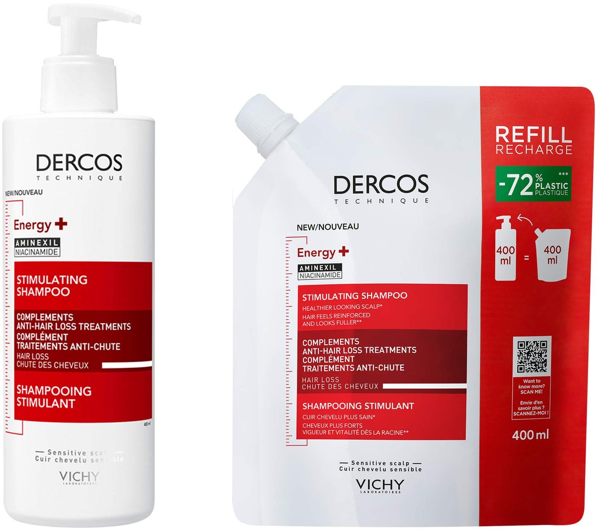 Vichy Dercos Vital Shampoo mit Aminexil 400 ml + Vichy Dercos Vital Shampoo mit Aminexil 400 ml Refill