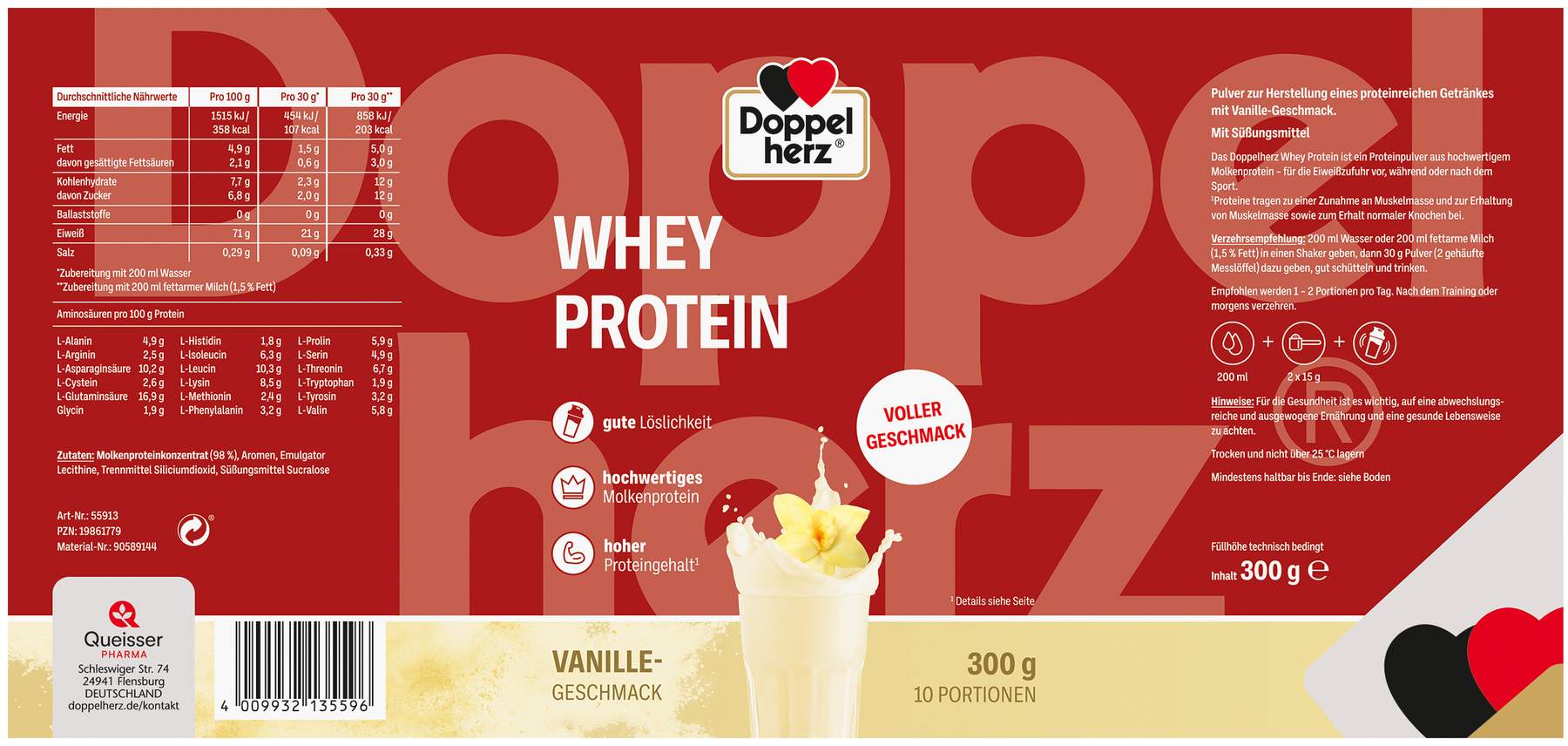 Doppelherz Whey Protein Vanille-Geschmack 300 g