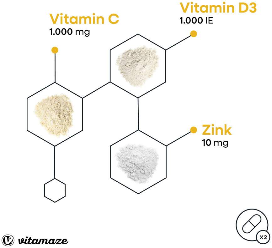 Vitamin C + D3 + Zink Bisglycinat vegetarisch 400 Kapseln