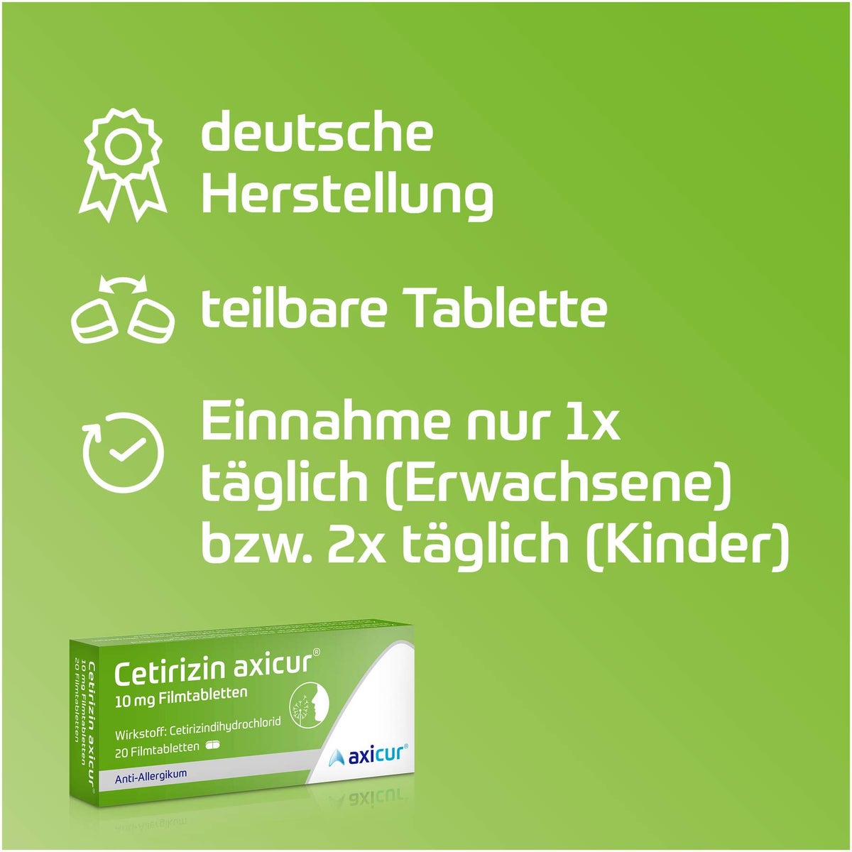 Cetirizin Axicur 10 mg 20 Filmtabletten