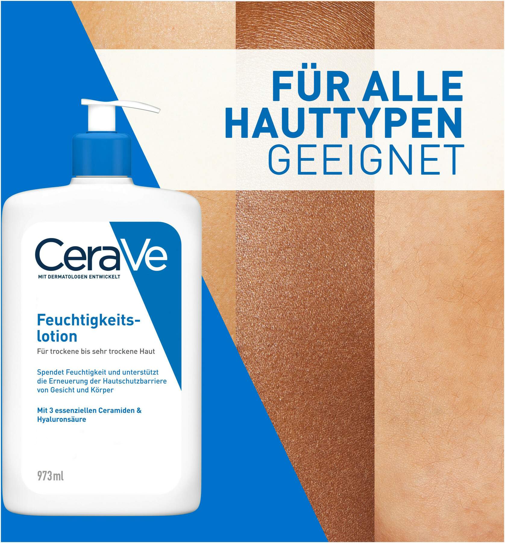 CeraVe Feuchtigkeitslotion 973 ml + gratis feuchtigkeitsspendende Reinigungslotion 20 ml