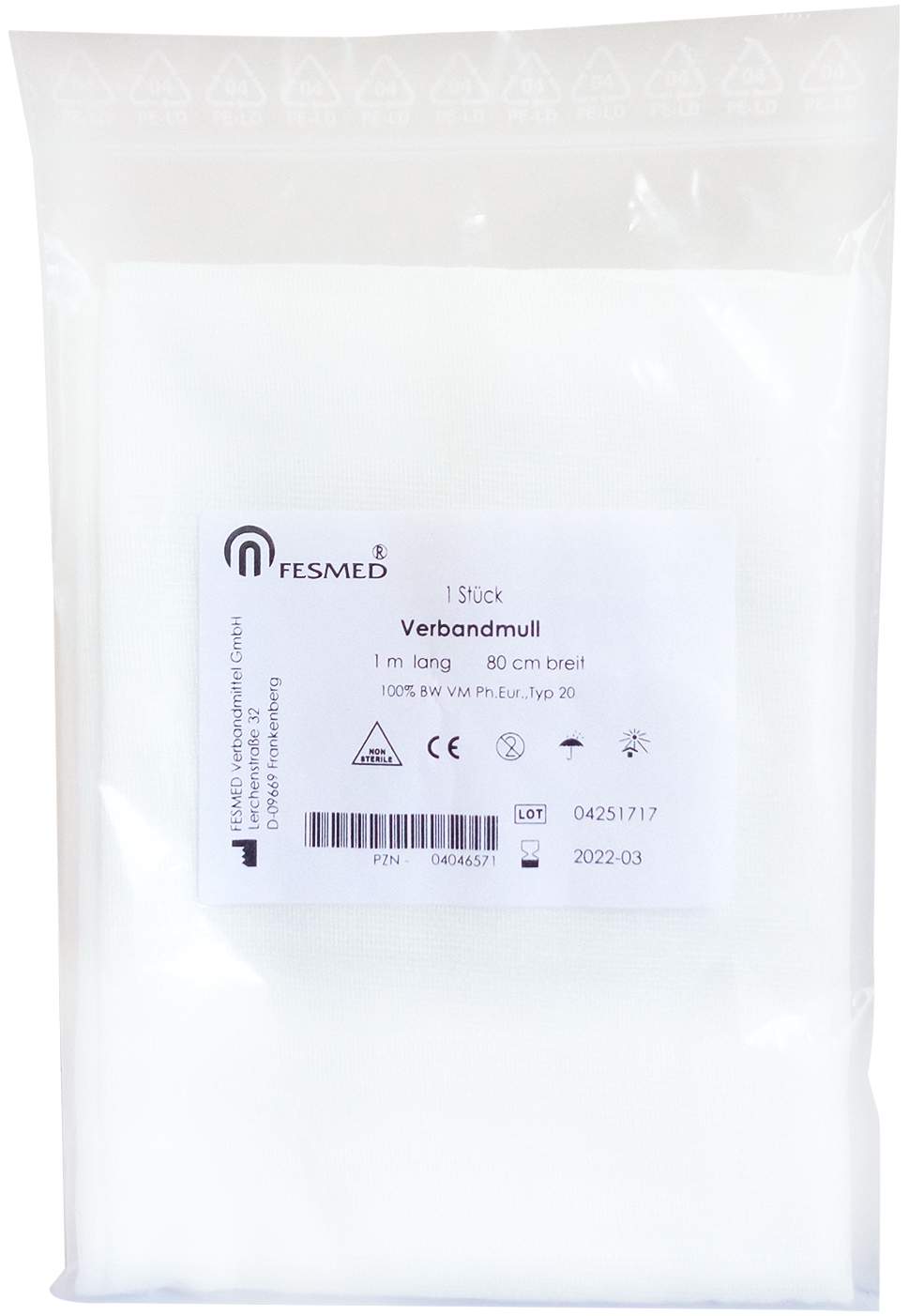 Verbandmull Bw 1x0,80m Unsteril