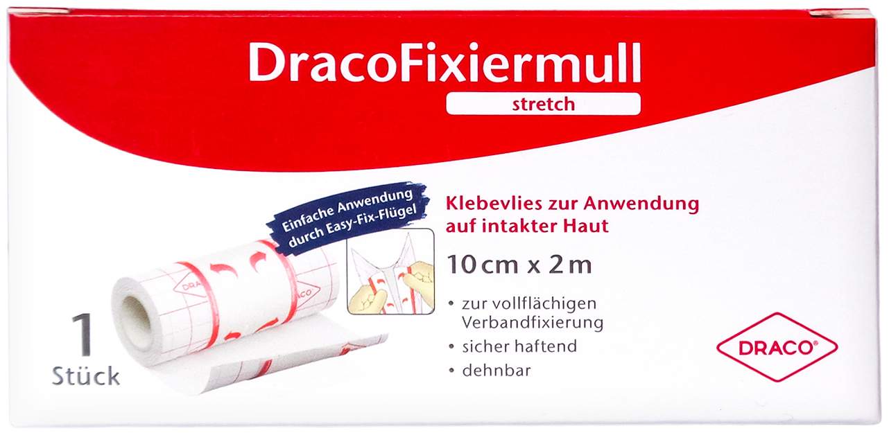 Dracofixiermull Stretch 10 cm X 2 M 1 Stück