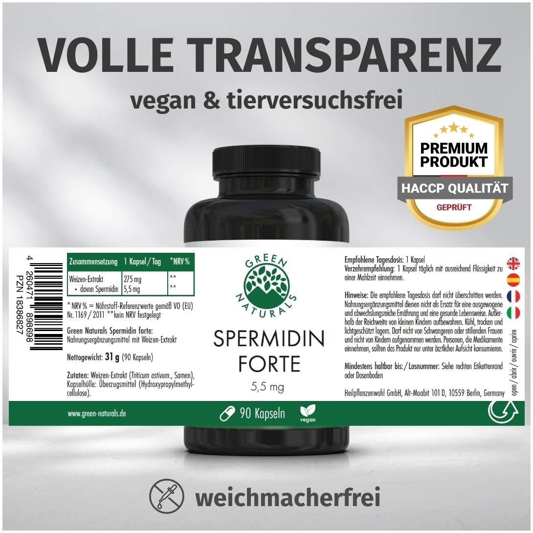 Green Naturals Spermidin Forte 5,5 mg 90 Kapseln