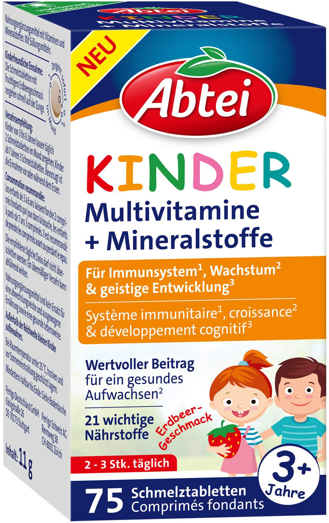 Abtei Kinder Multivitamin + Mineralstoffe 75 Schmelztabletten