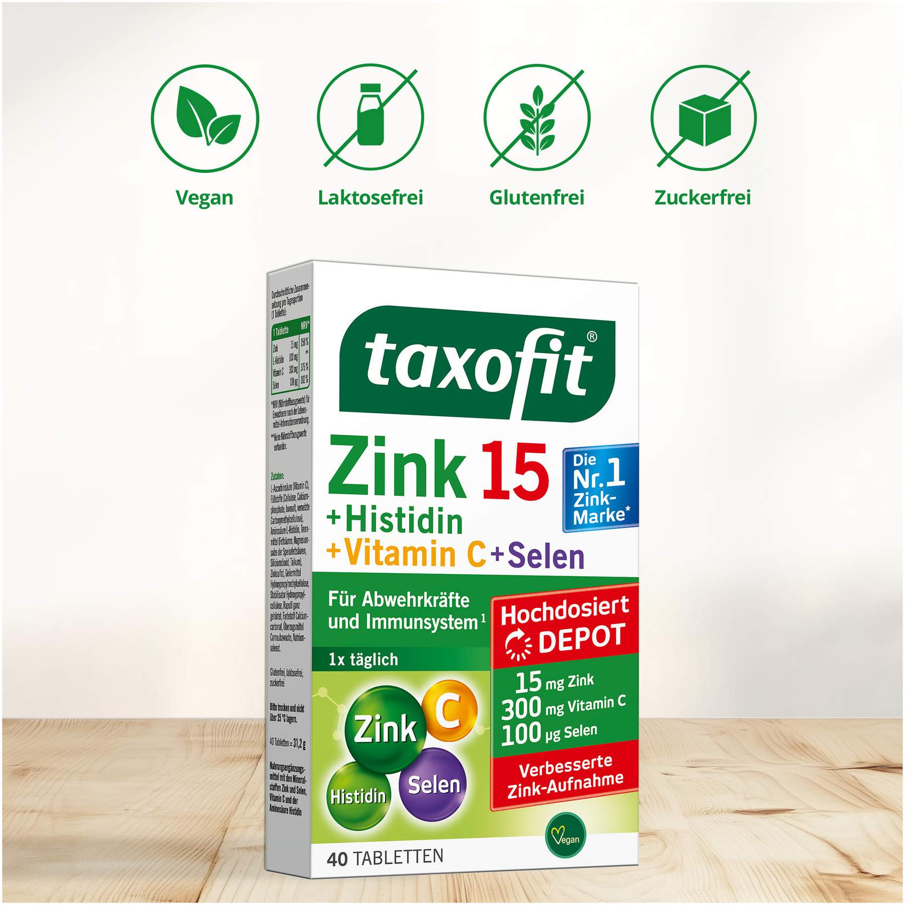 Taxofit Zink + Histidin + Selen Depot 40 Tabletten