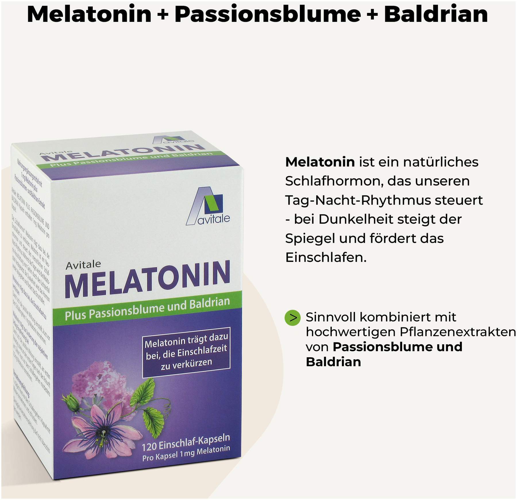 Melatonin+Passionsblume+Baldrian 120 Kapseln