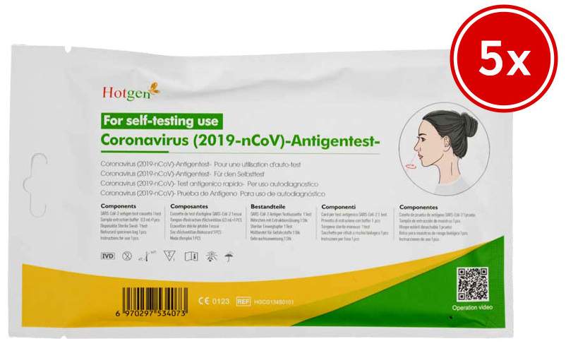 Hotgen Coronavirus Antigentest zur Laienanwendung 5 Stück