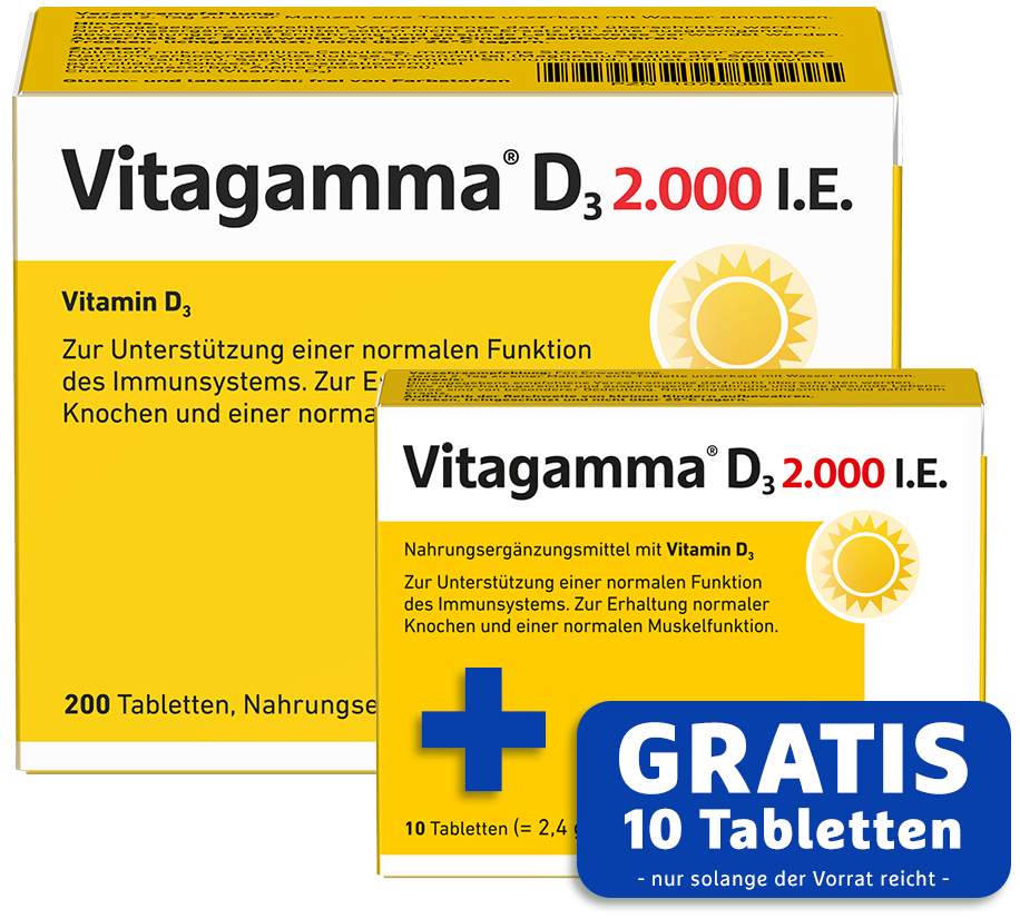 Vitagamma D3 2.000 I.E. 200 Tabletten + gratis Vitagamma D3 2.000 I.E. 10 Tabletten