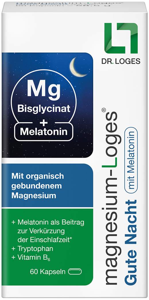 Magnesium-Loges Gute Nacht mit Melatonin 60 Kapseln
