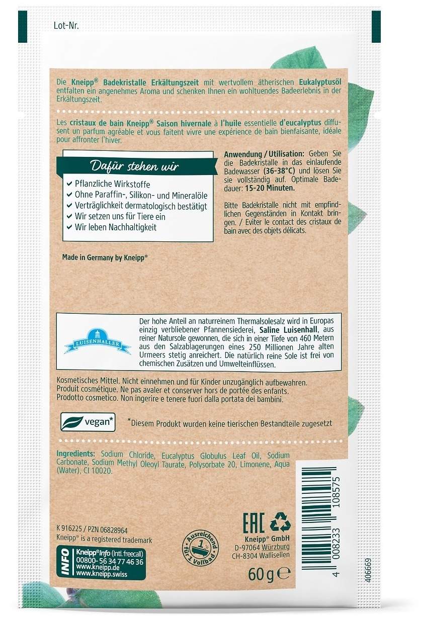 Kneipp Badekristalle Erkältungszeit Eukalyptus 60 G