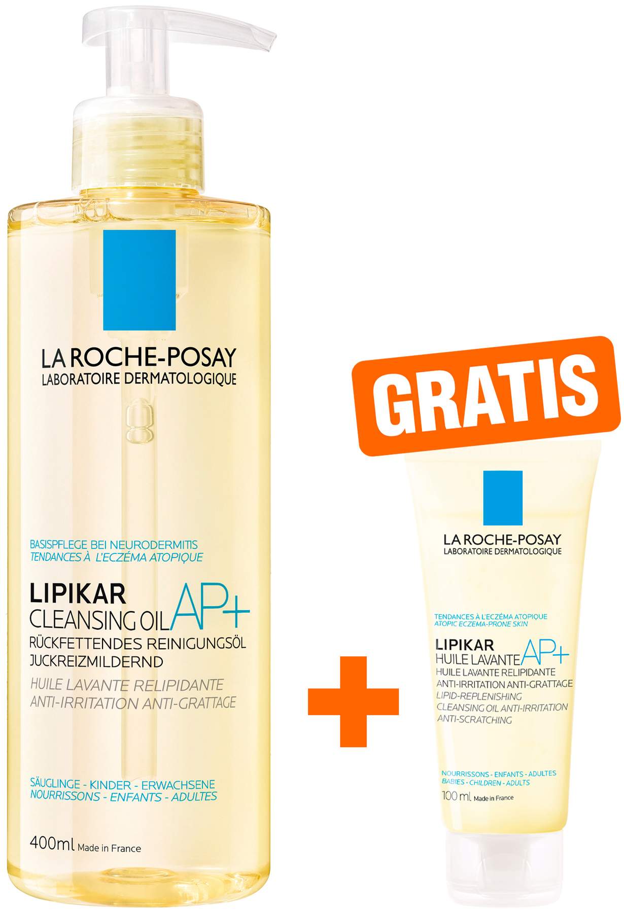 La Roche Posay Lipikar Dusch- und Badeöl AP+ 400 ml + gratis Roche Posay Lipikar Dusch- und Badeöl AP+ 100 ml