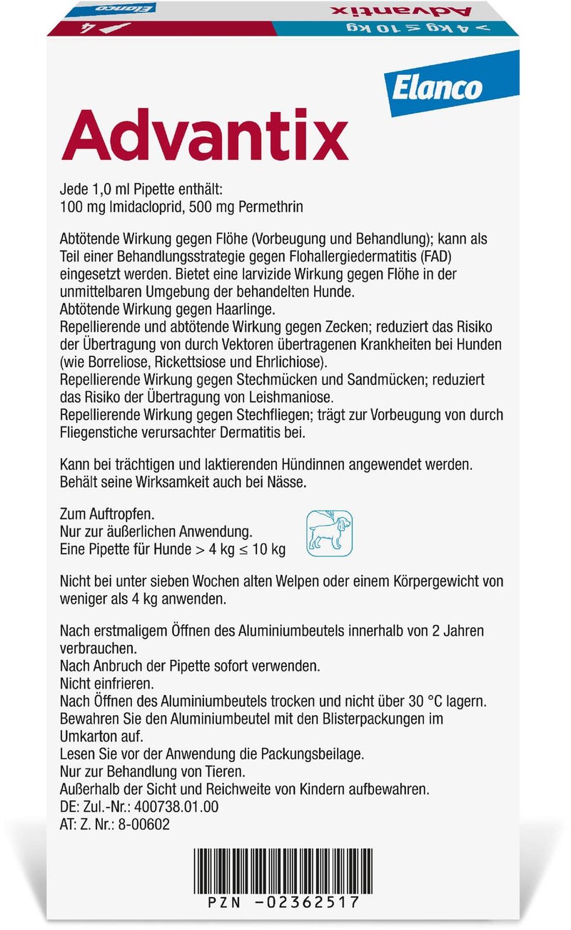 Advantix Spot-On Hund 4-10 kg 4 x 1 ml Lösung