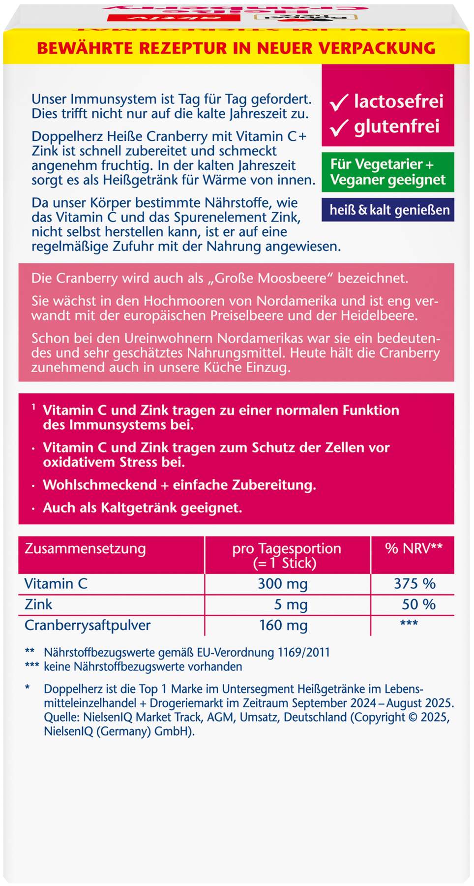 Doppelherz aktiv Heiße Cranberry mit Vitamin C + Zink 10 Beutel Granulat