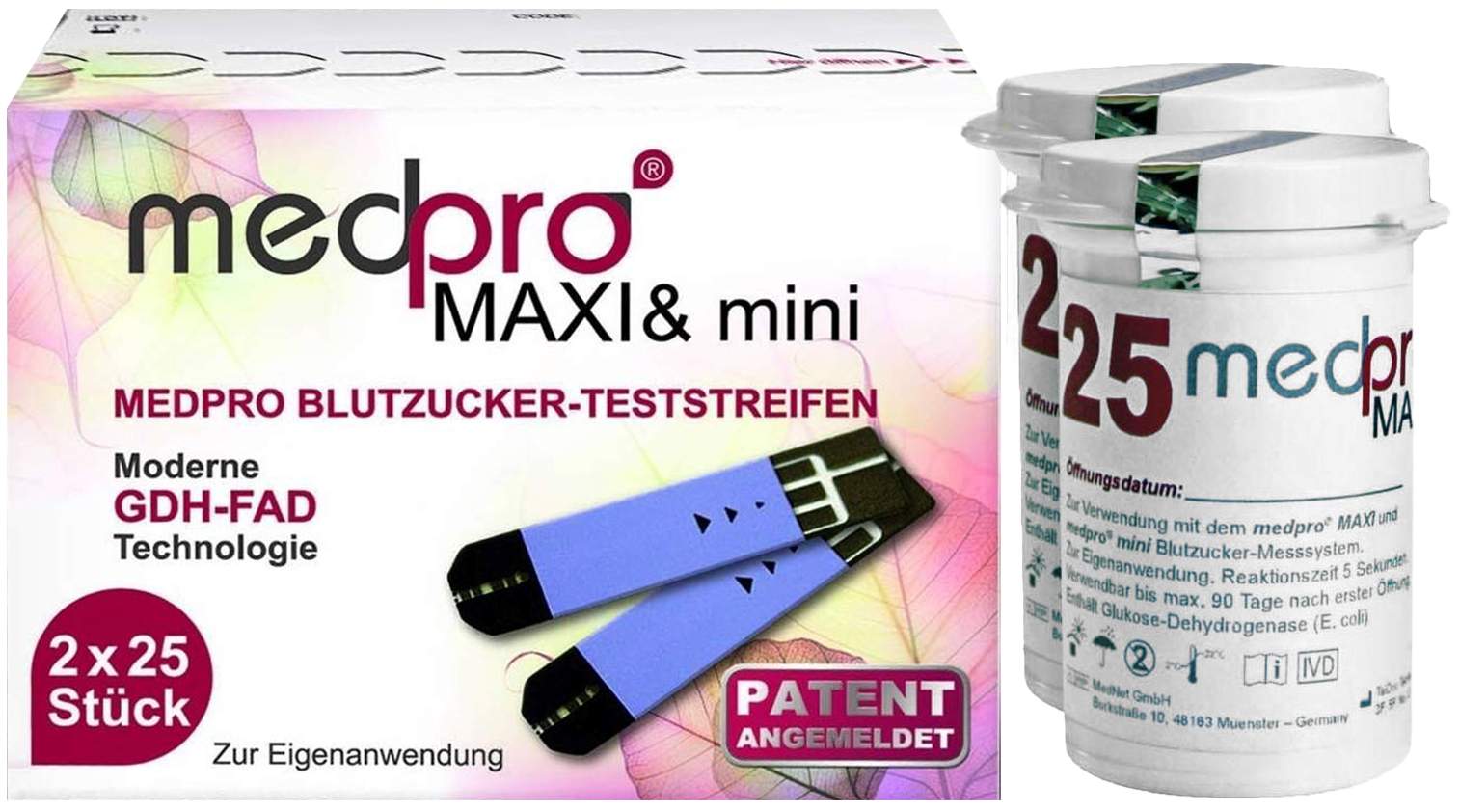 Medpro Maxi & mini Blutzucker Teststreifen 50 Stück