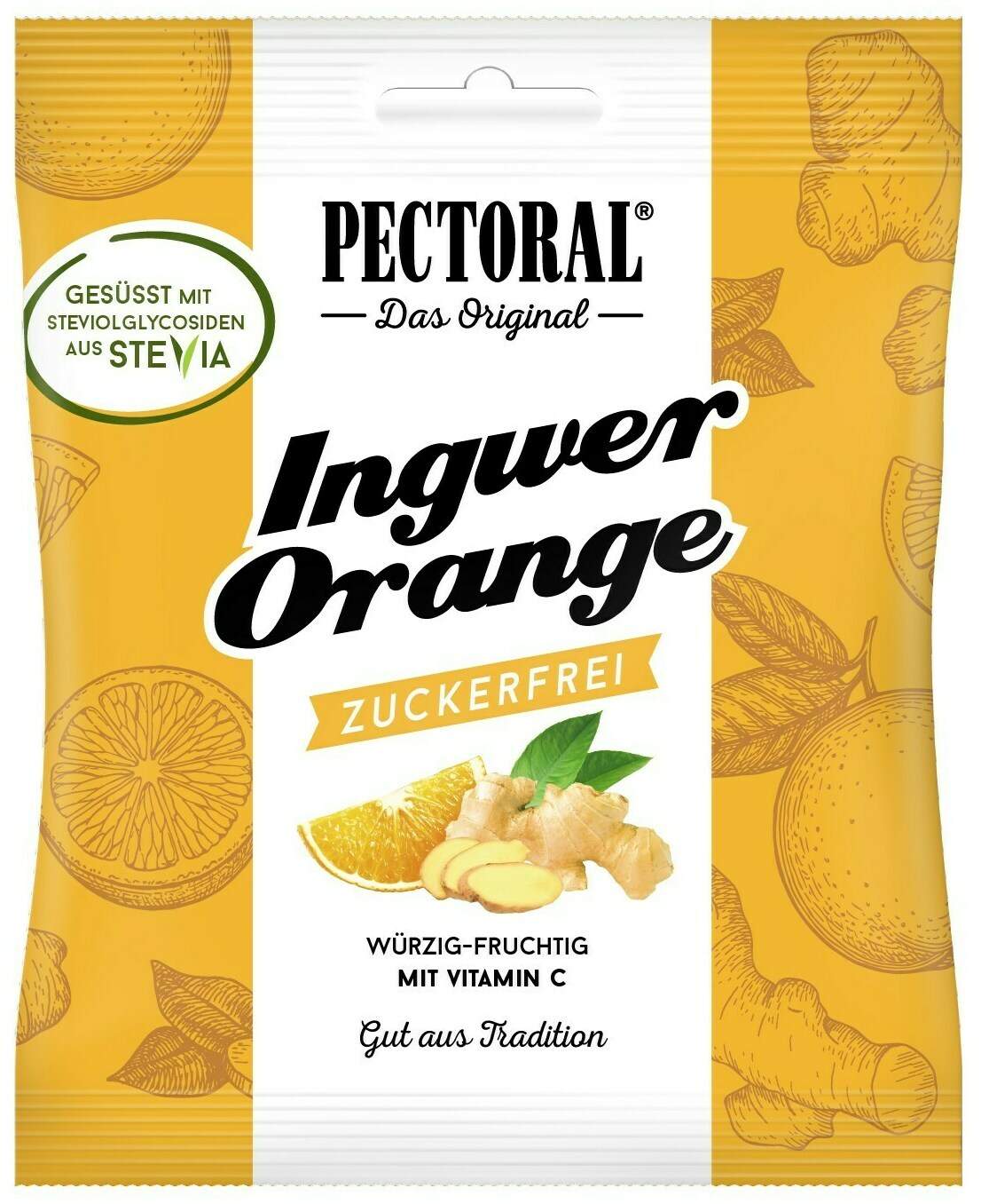 Pectoral Ingwer Orange Zuckerfrei 60 G Bonbons