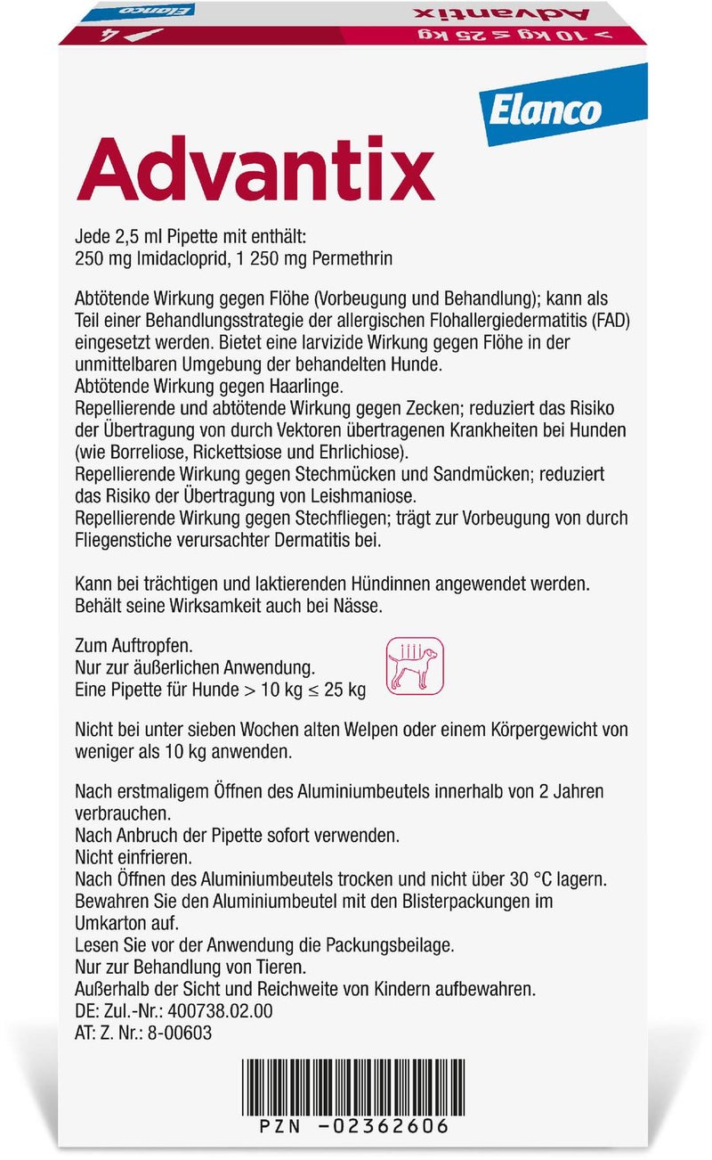 Advantix Spot-On Hund 10-25 kg 4 x 2,5 ml Lösung