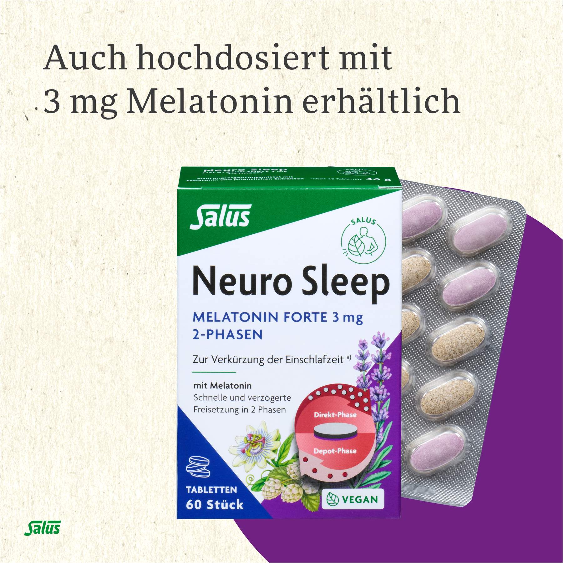 Neuro Sleep Melatonin 2-Phasen Tabletten Salus 60 Stück