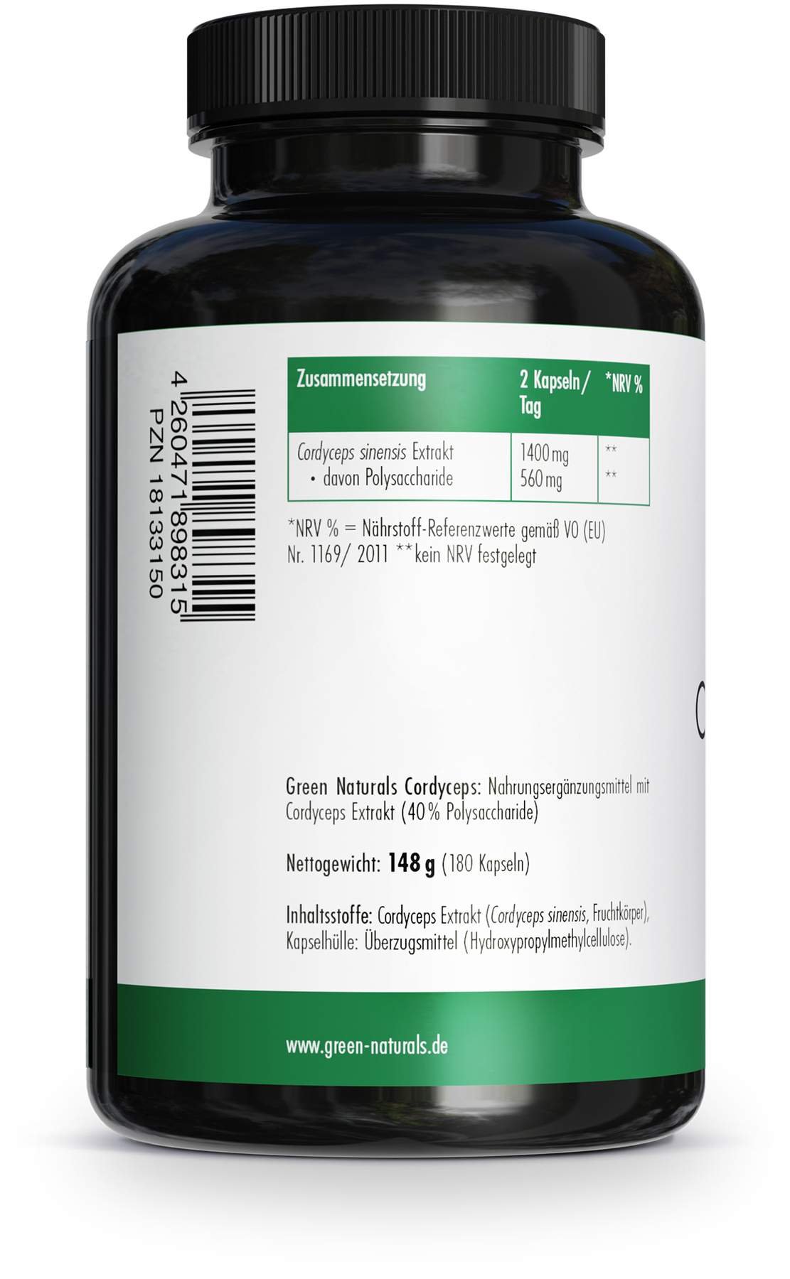 Green Naturals Cordyceps Sinensis 180 Kapseln
