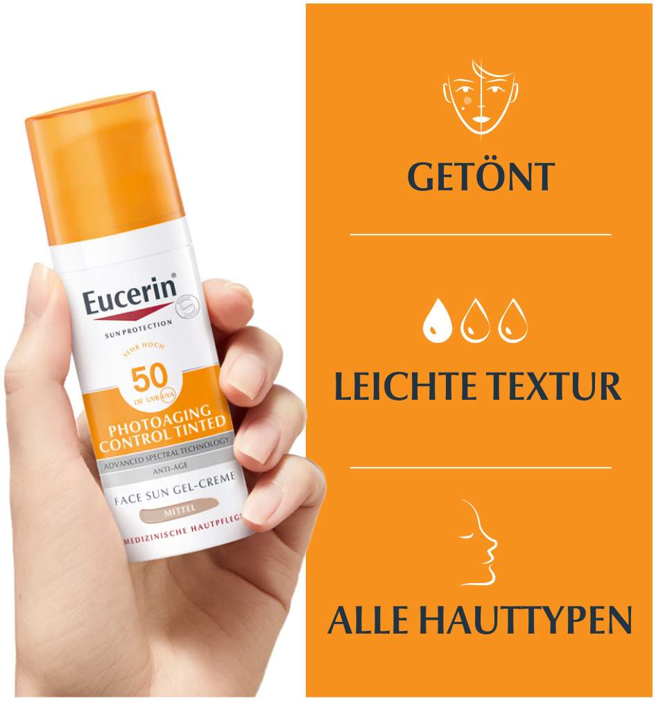 Eucerin Sun Photoaging Control Tinted Face Gel-Creme LSF 50+ Mittel 50 ml