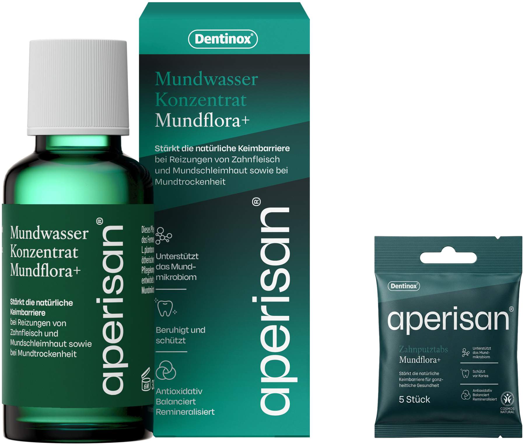 Aperisan Mundwasser Konzentrat Mundflora+ 30 ml + gratis Aperisan Zahnputztabs 5 Stück