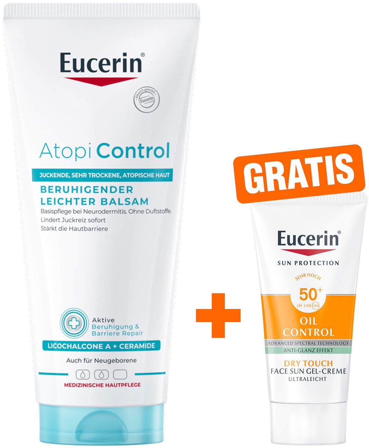 Eucerin AtopiControl Balsam 200 ml + gratis Eucerin Sun Gel-Creme Oil Control 20 ml