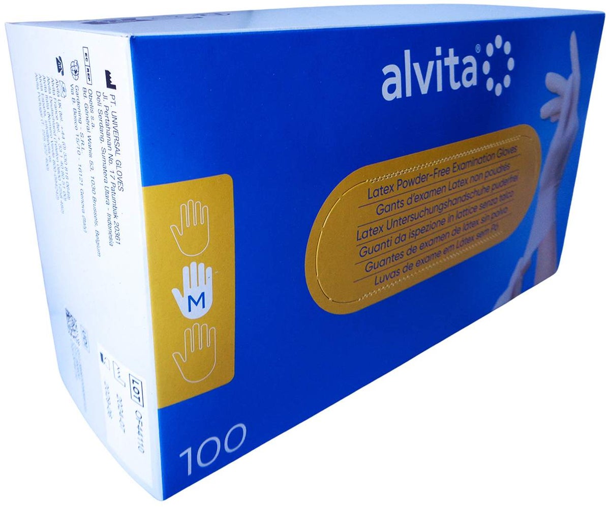 Alvita Latex Unt.Handschuhe Unsteril Puderfrei M