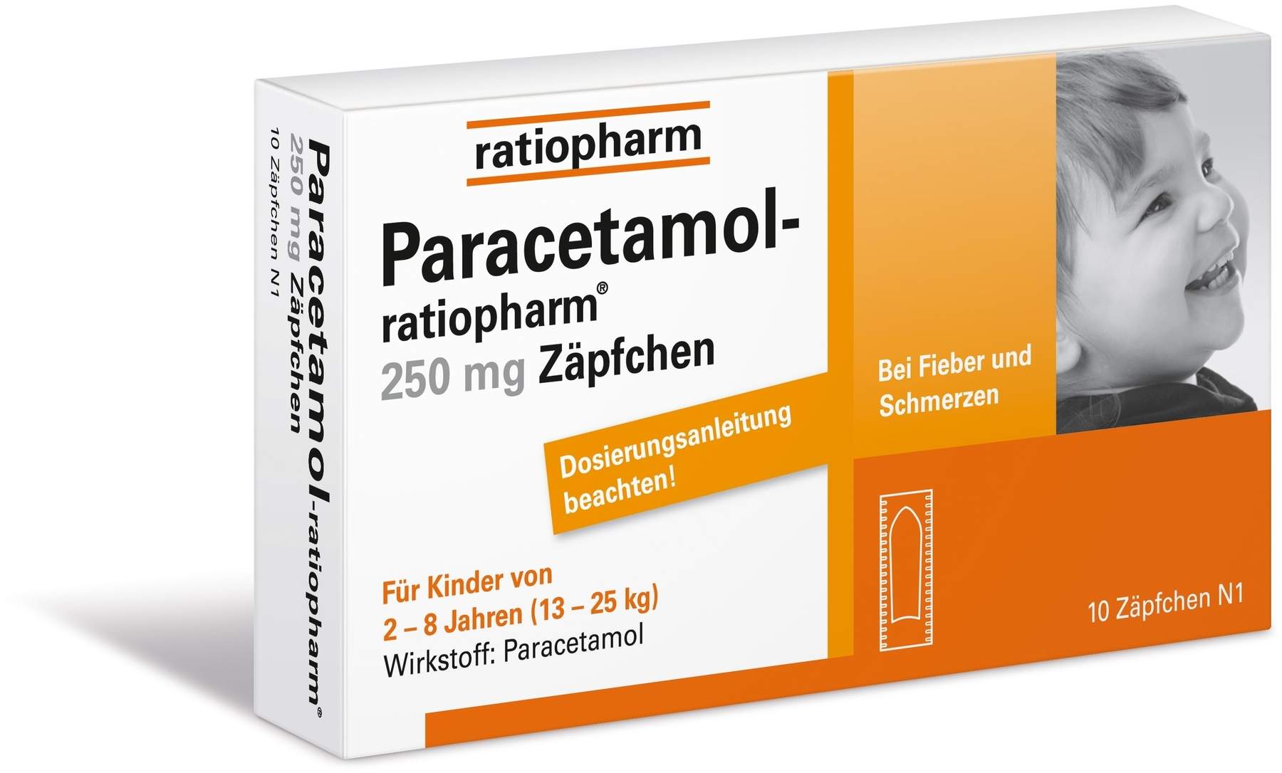Paracetamol-ratiopharm 250 mg 10  Zäpfchen