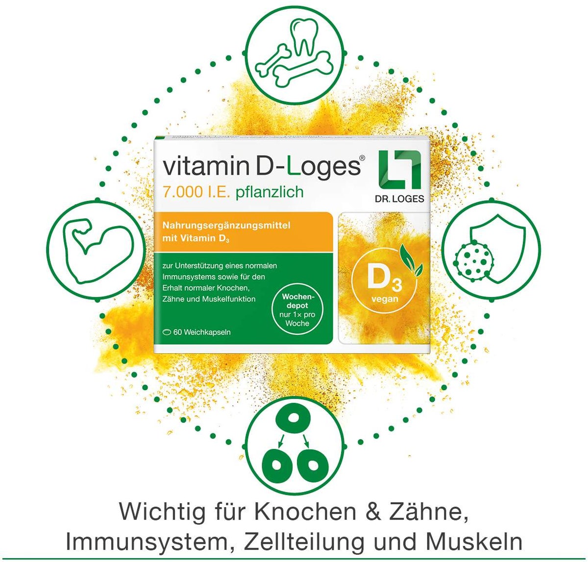 Vitamin D-Loges 7000 I.E. Pflanzlich 60 Weichkapseln