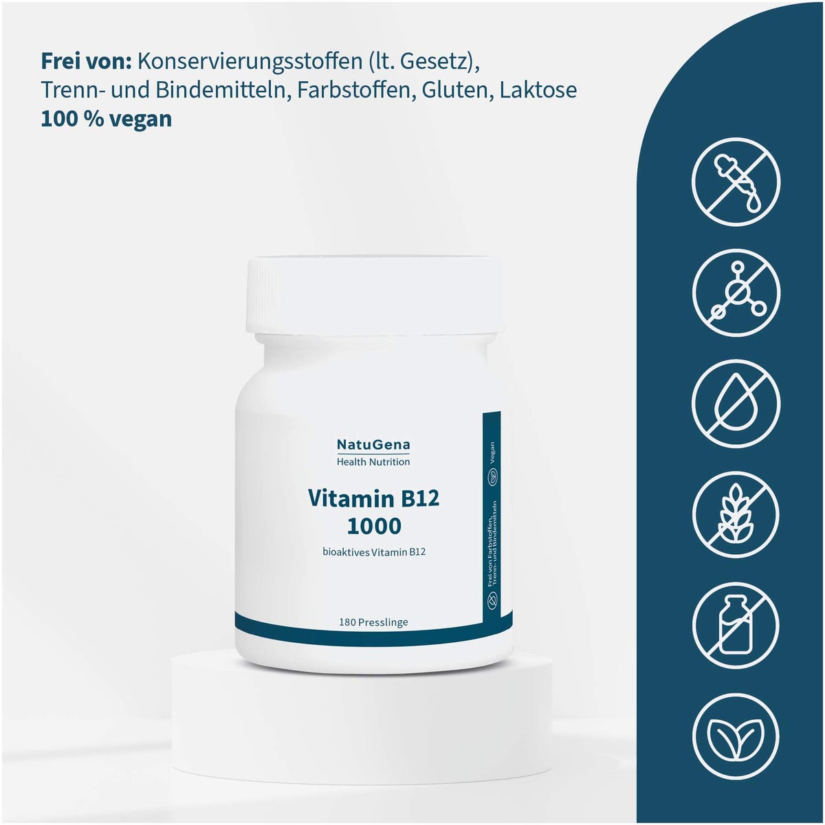 Vitamin B12 1000 Methylcobalamin bioaktiv vegan 180 Presslinge