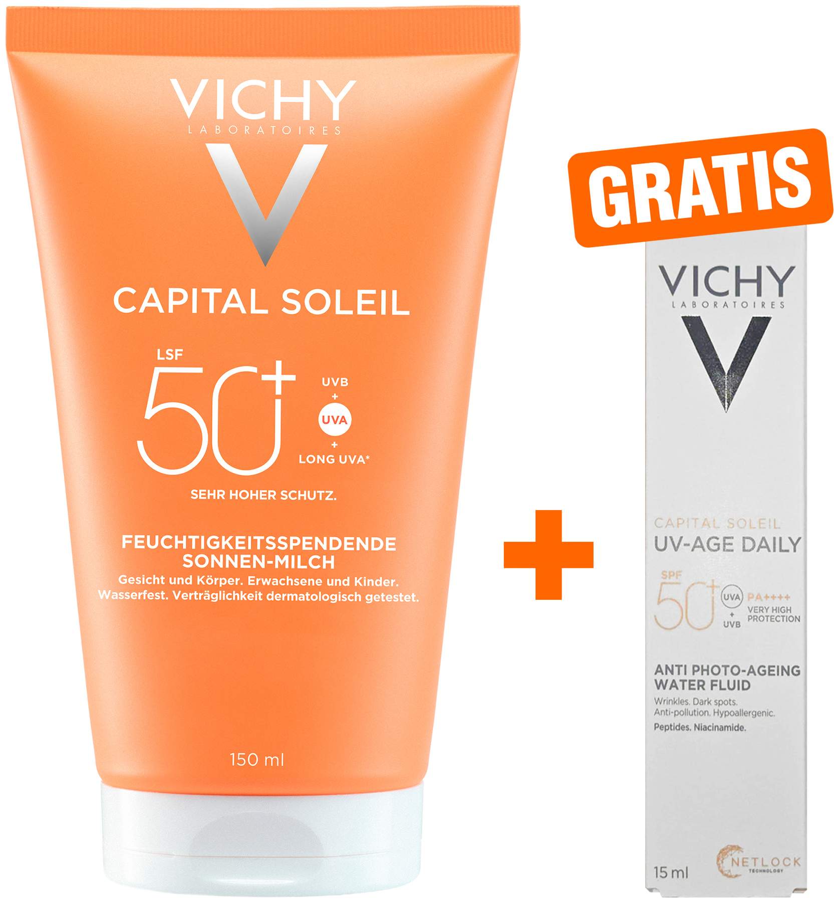 Vichy Capital Soleil Sonnenschutz-Milch LSF 50+ 150 ml + gratis Capital Soleil Daily LSF50+ 15 ml