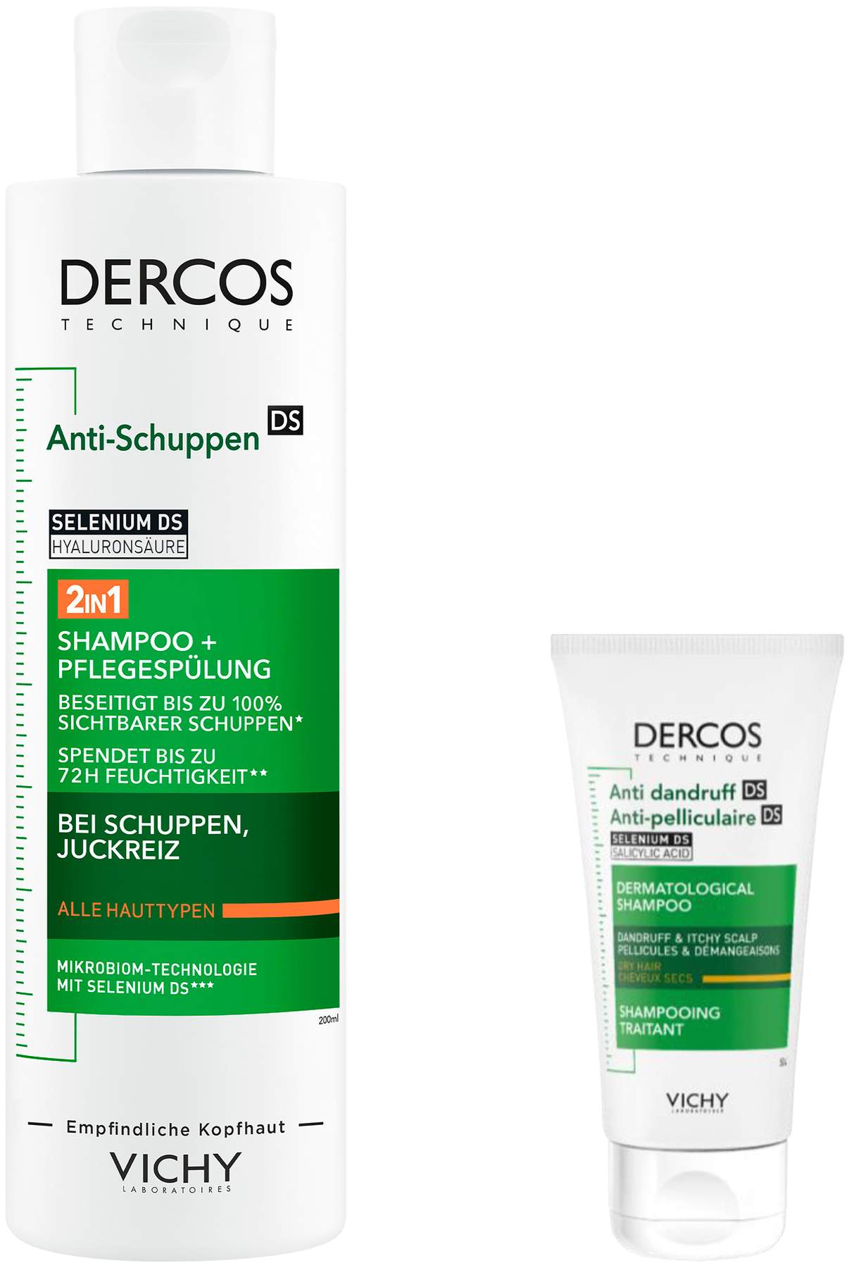 Vichy Dercos Anti-Schuppen 2in1 Shampoo + Conditioner 200 ml + gratis Vichy Dercos trockene Schuppen Shampoo 50 ml