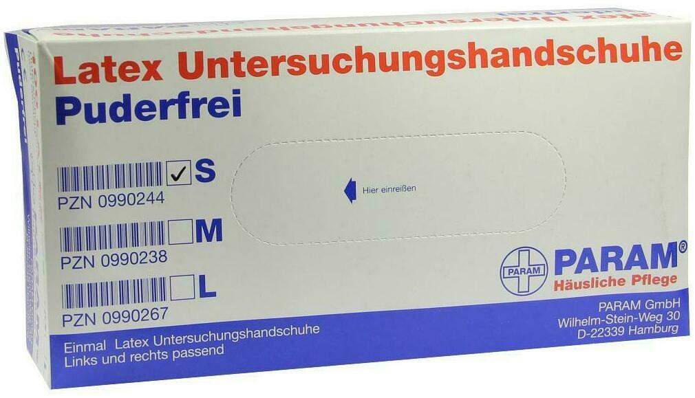 Handschuhe Einmal Latex Puderfrei S  100 Stück