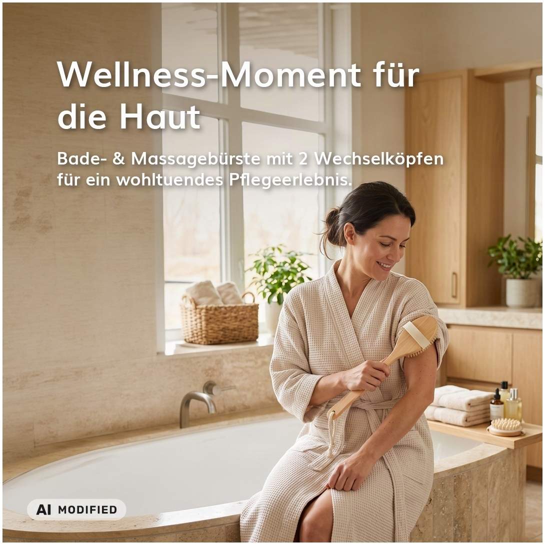 Badebürste mit 2 abnehmbaren Bürstenköpfen