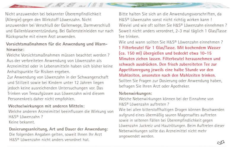 H&S Löwenzahn 20 Filterbeutel
