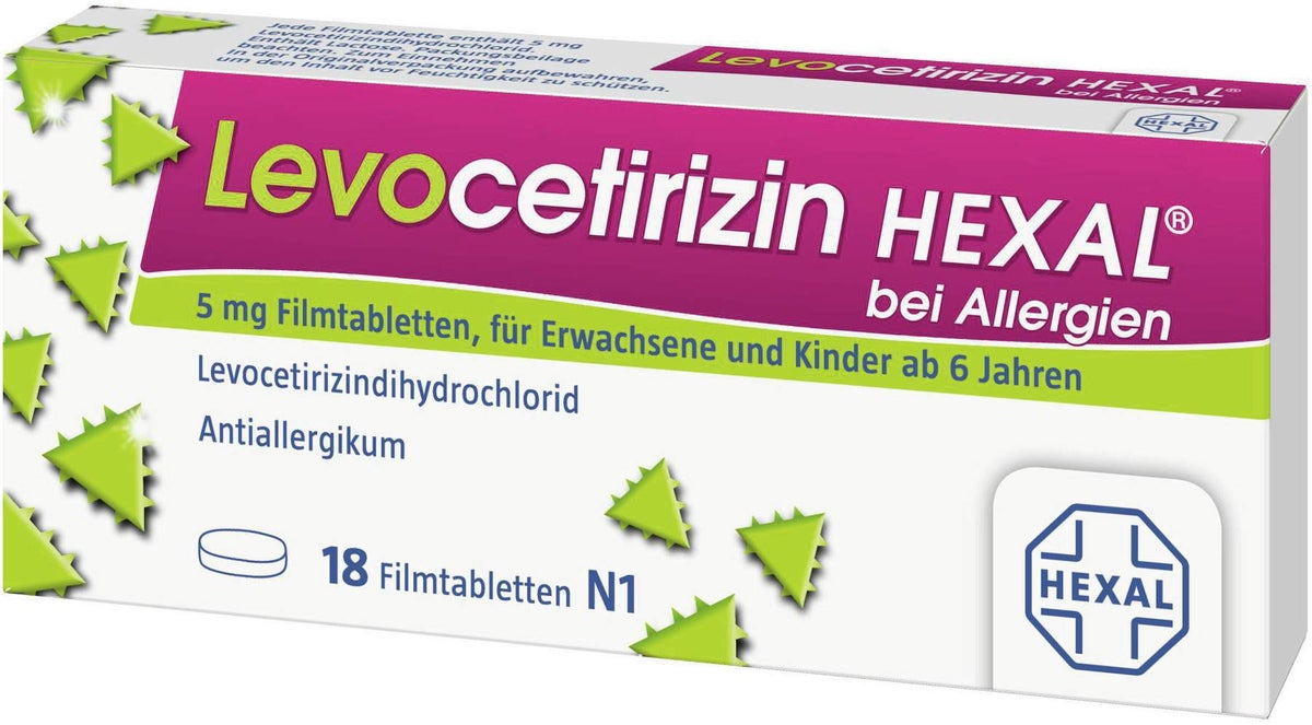 Levocetirizin Hexal bei Allergien 5 mg 18 Filmtabletten