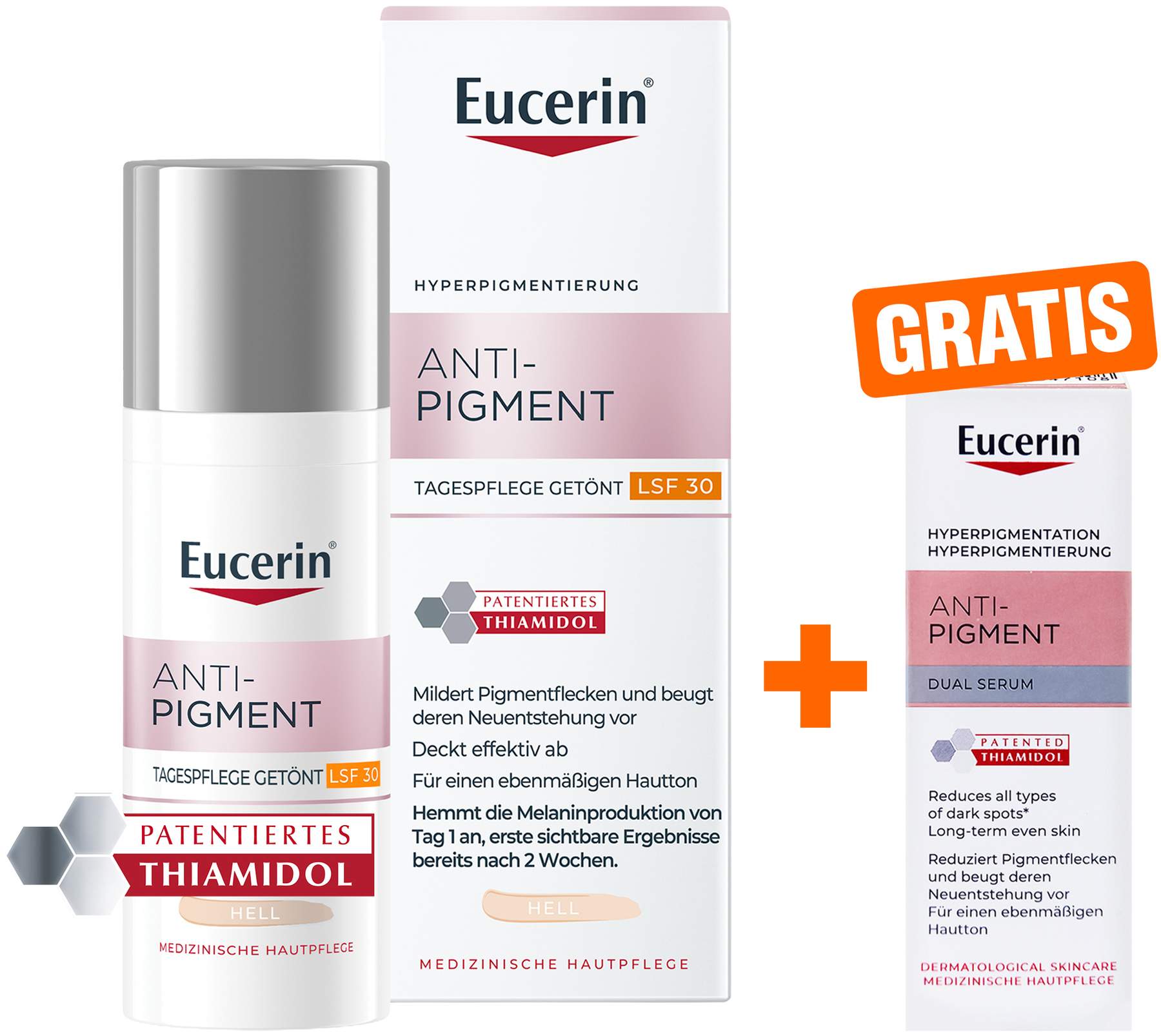 Eucerin Anti-Pigment Tagespflege Getönt hell 50 ml Creme + gratis Eucerin Anti - Pigment Dual Serum Mini 7 ml