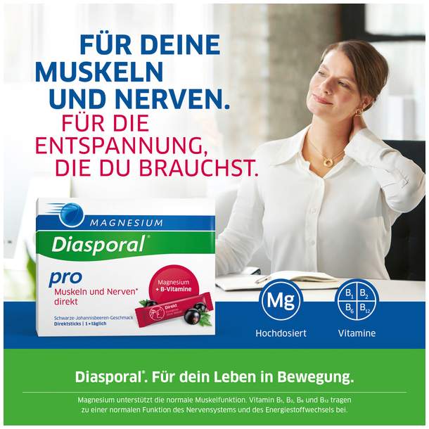 Magnesium Diasporal Pro Muskeln und Nerven direkt Direktgranulat 60 Sticks