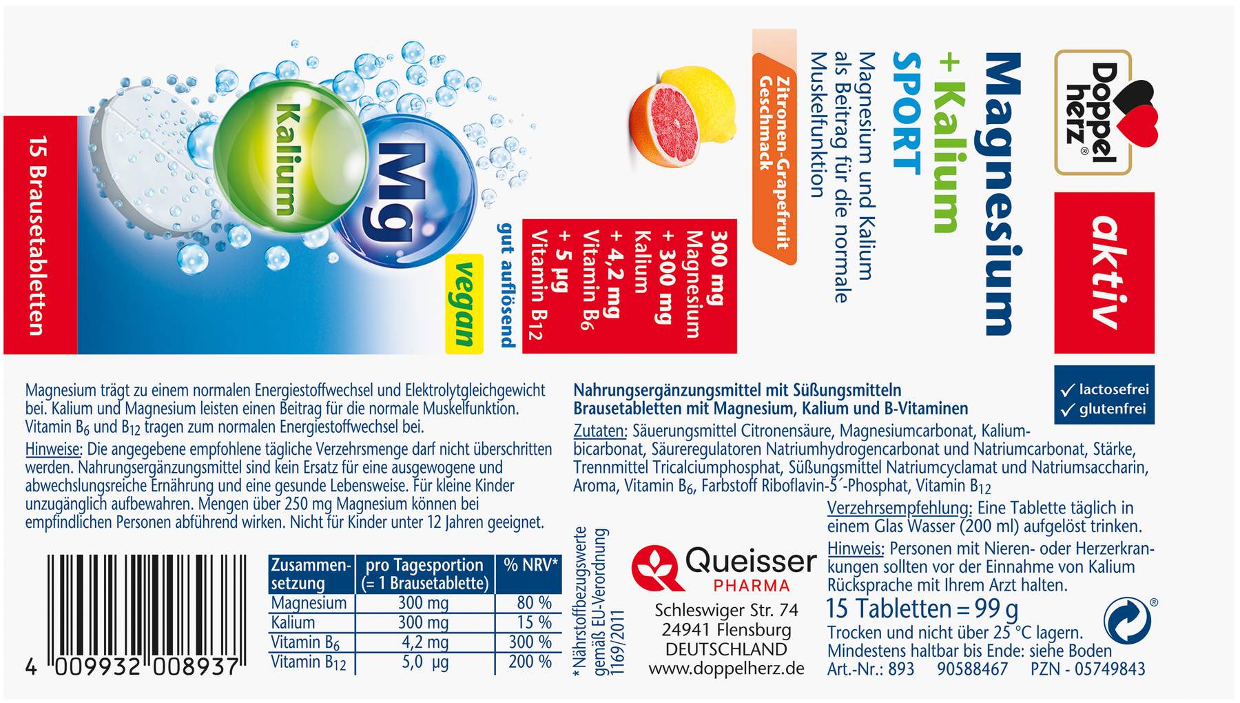 Doppelherz Aktiv Magnesium + Kalium Sport 15 Brausetabletten