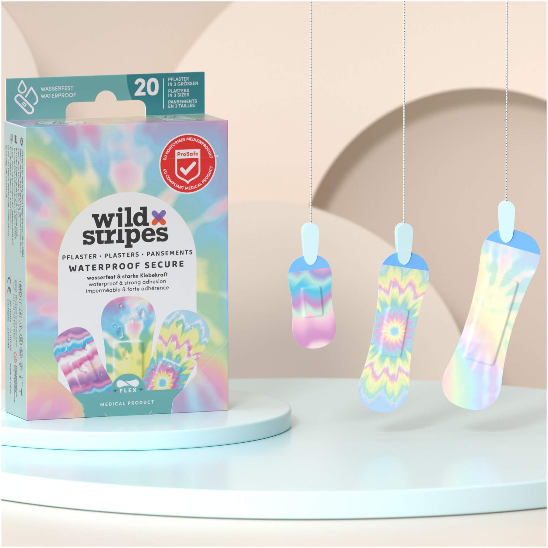 Wild Stripes Waterproof Secure Rainbow Edition 20 Pflaster