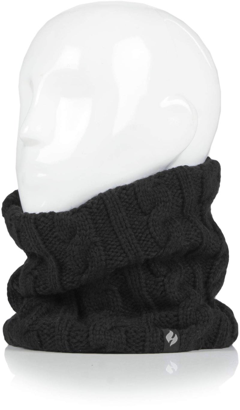 Heat Holders Thermo-Halswärmer mit Zopfmuster 1 Stück Schwarz